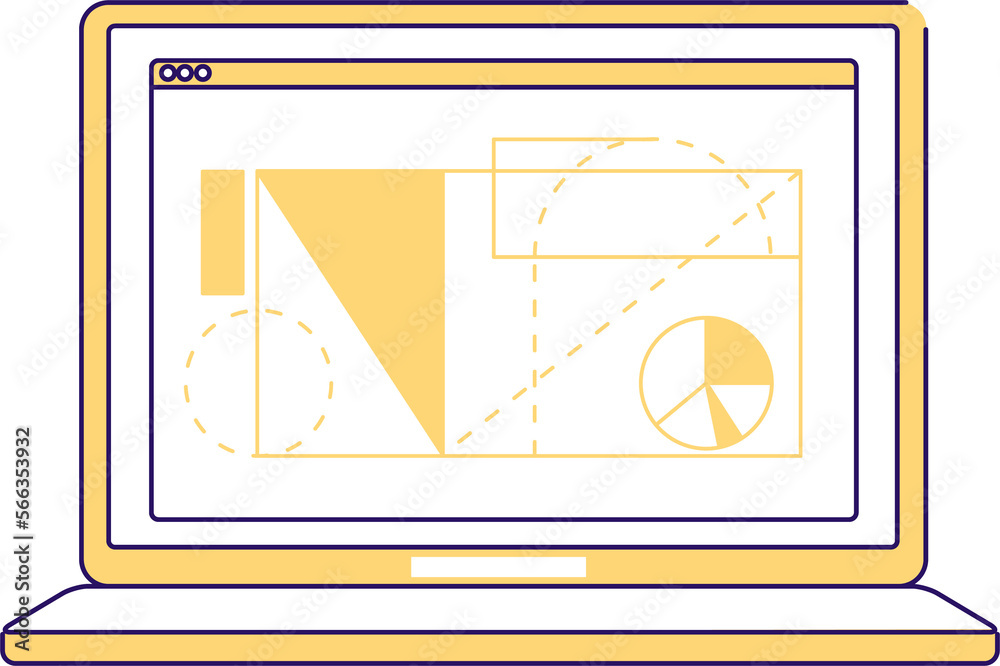 Poster laptop semi flat color raster element. full sized object on white. architect project software. compu