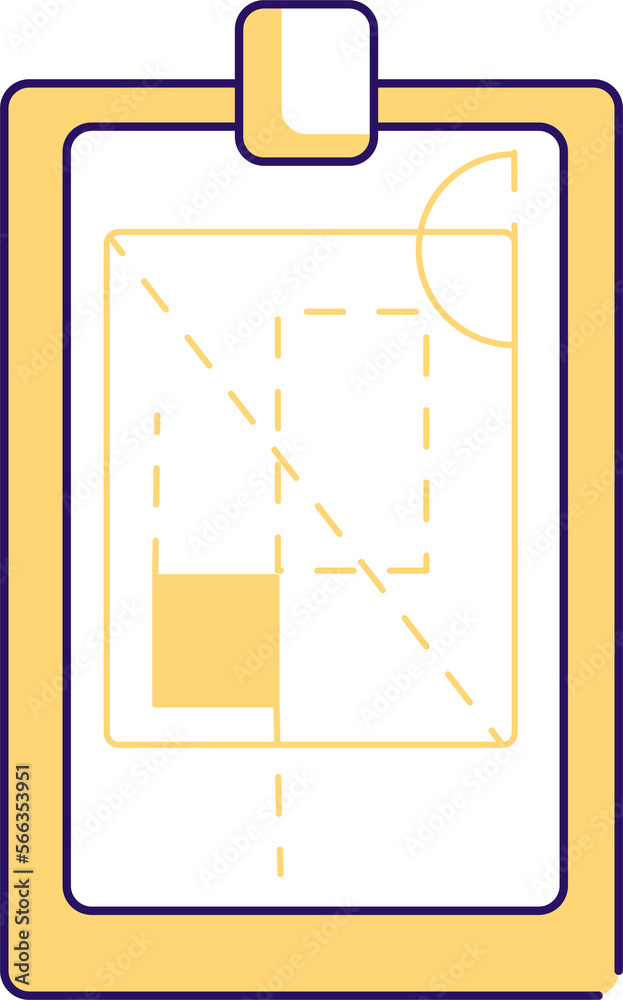 Poster architect project semi flat color raster element. full sized object on white. paperwork. schematic c