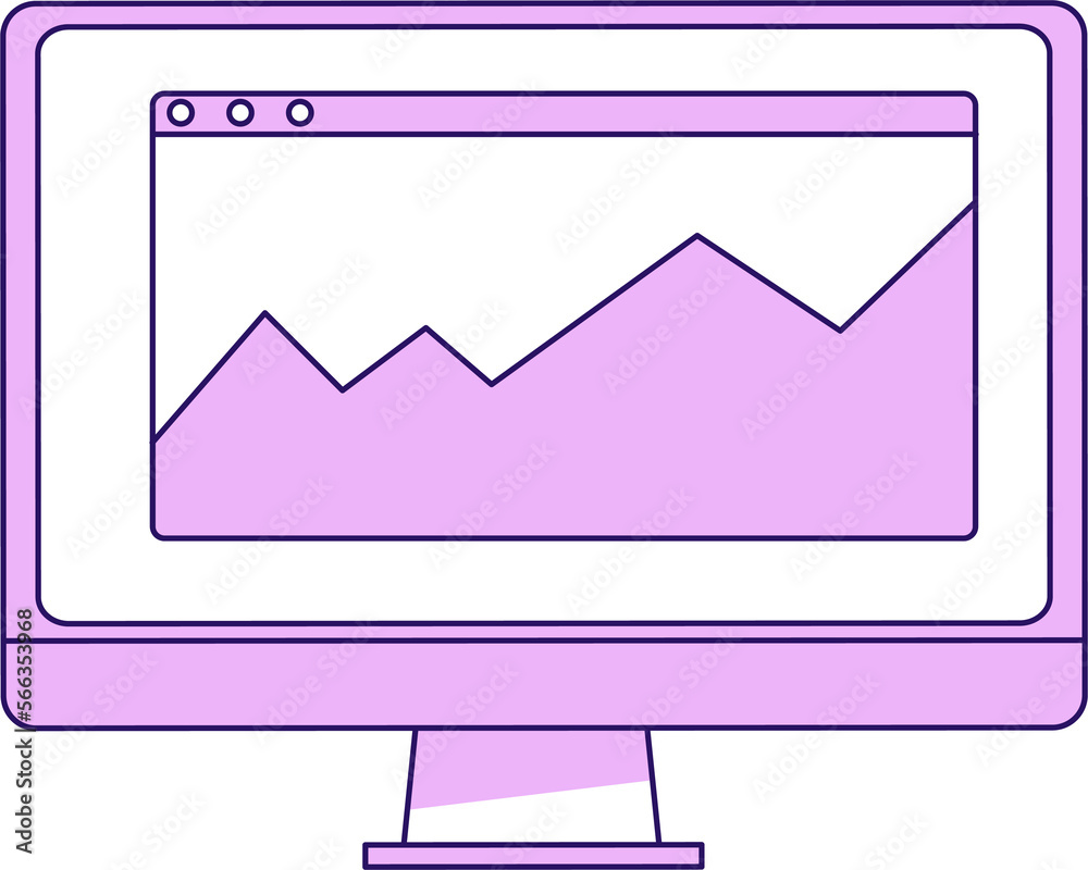 Fototapete Computer desktop semi flat color raster element. Full sized object on white. Device for work. Picture on screen simple cartoon style illustration for web graphic design and animation
