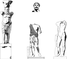 Sketch vector illustration of a classical greek roman statue