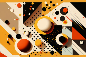 Obraz premium retro abstract geometry shapes pattern bauhaus background - new quality universal colorful joyful fashion stock image illustration design, generative ai