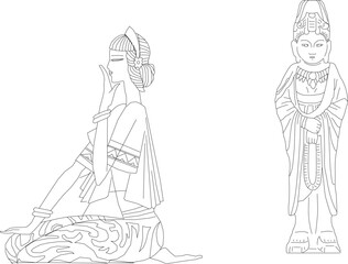Sketch vector illustration of country ethnic traditional religious classic statue