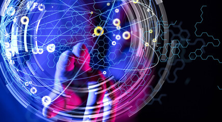 Global network. Blockchain. 3D illustration. Neural networks and artificial intelligence. Abstract  - connection