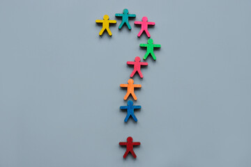 Question mark from figurines as concept of Diversity Issues.