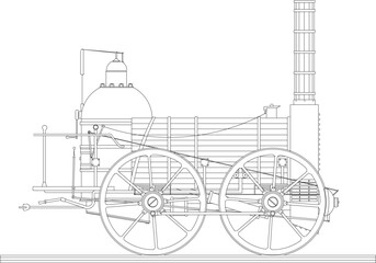 Vintage steam locomotive illustration vector sketch