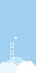 Business concept vector illustration. success concept. The stars, ladder, and clouds.