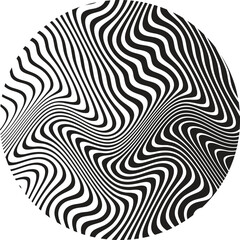 black and white mobious wave stripe optical design. simple texture. Pattern With Optical Illusion.