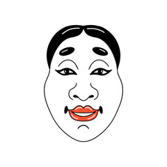 Traditional japanese culture mask hannya devil kabuki theater demon angry emotion head flat vector illustration isolated on white background