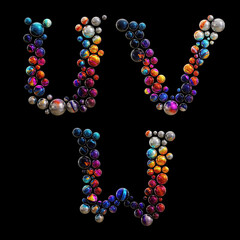Colorful dot alphabet - letters U-W