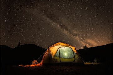 Fototapeta na wymiar Camping under milky way at night