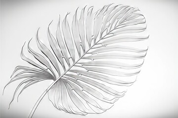  a drawing of a palm leaf on a white background with a black and white border to the left of the image and a white background to the right of the left.  generative ai