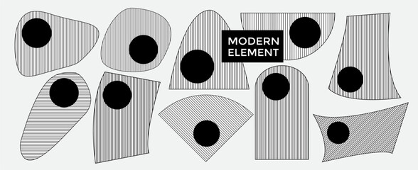 Set creative element modern abstract lines ornament geometric background design