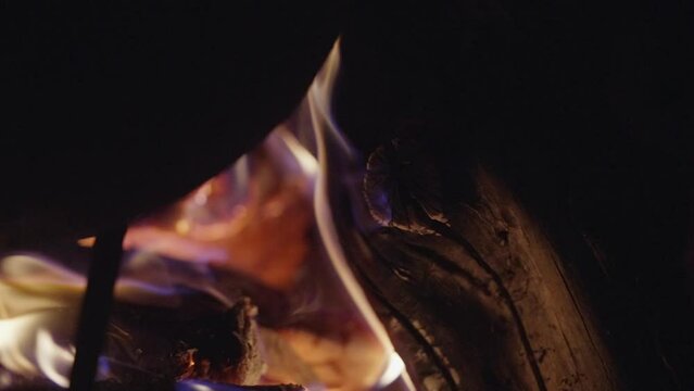 Texture of firewood burning in the brazier