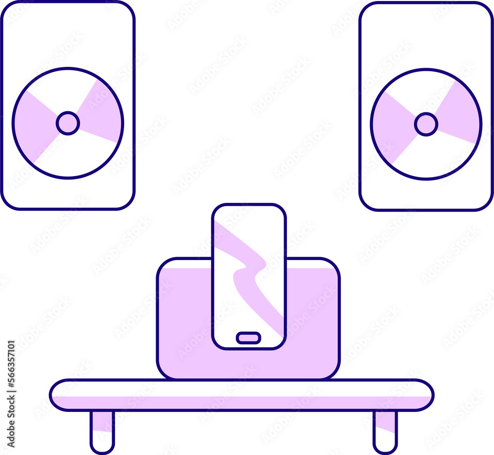 Poster sound system semi flat color raster element. full sized object on white. home audio system. wireless
