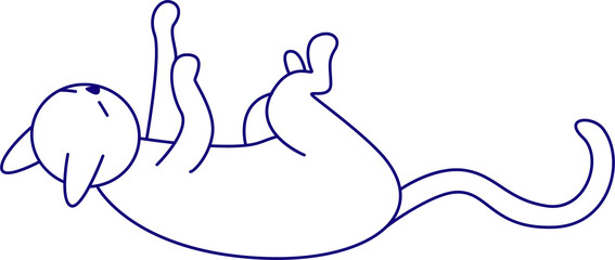 White cat laying on back semi flat color raster element. Full sized object on white. Family member. Domestic animal simple cartoon style illustration for web graphic design and animation