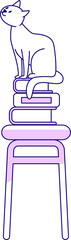 Cat sitting on pile of books semi flat color raster element. Full sized object on white. Lovely pet. Domestic animal simple cartoon style illustration for web graphic design and animation