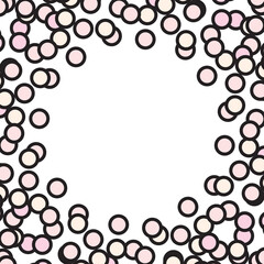Cream and pink circle dots frame. Vector illustration.