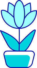 Blossoming flower in pot semi flat color raster element. Full sized object on white. Houseplant care. Home decoration simple cartoon style illustration for web graphic design and animation