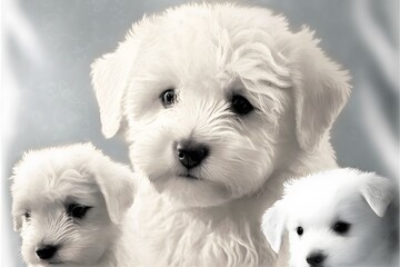 Background soft white with cute dogs watermark. Generative AI.
