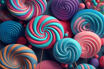 Fototapeta na wymiar Colorful lollipops background. Generative AI.