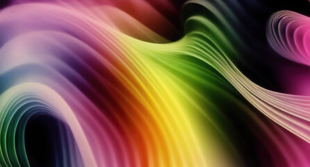 rainbow  flowing wavy smoke on black background with copy space generative ai swirl
