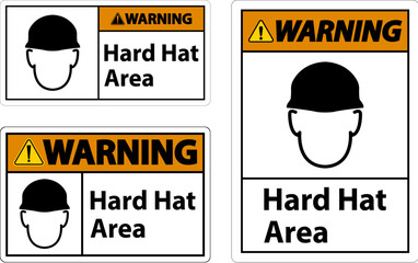 Warning Hard Hat Protection Required Area Sign On White Background