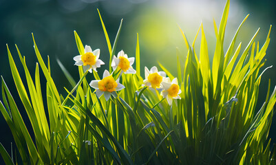 Yellow daffodil flowers