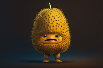 Jackfruit character with a funny expression