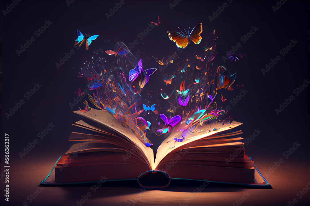 Aufkleber beautiful abstract open book with lights