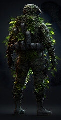 Soldier on a Dark Background, Full Body, Illustration generativ ai