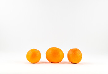 Ripe mandarim on white background isolated. Ripe full depth of field. Fresh tangerine	
