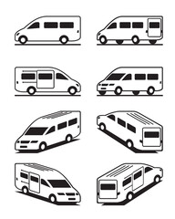 Passenger van in different perspective - vector illustration