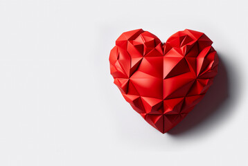 3d red heart on white background with blank space