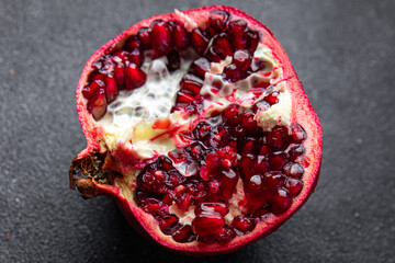 pomegranate fruit fresh red sweet berry healthy meal food snack on the table copy space food background rustic top view
