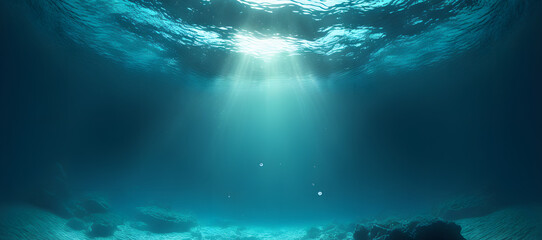 3d underwater scene with rays. generativ ai