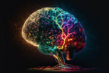 This picture showcases the concept of artificial intelligence with a bright and colorful representation