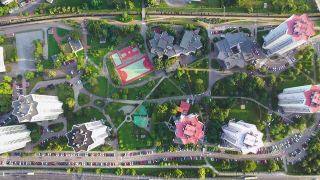 Buildings at Walenty Rozdzienski Estate called The Stars in Katowice, Poland