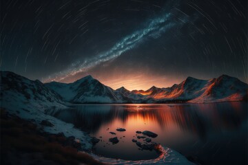Fototapeta na wymiar Milky Way at night with Mountain background