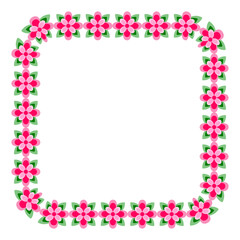 Frame made of flowers isolated on white