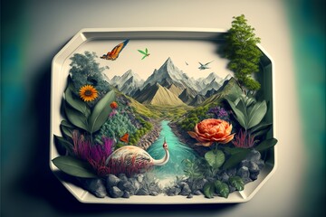 tray with nature pattern