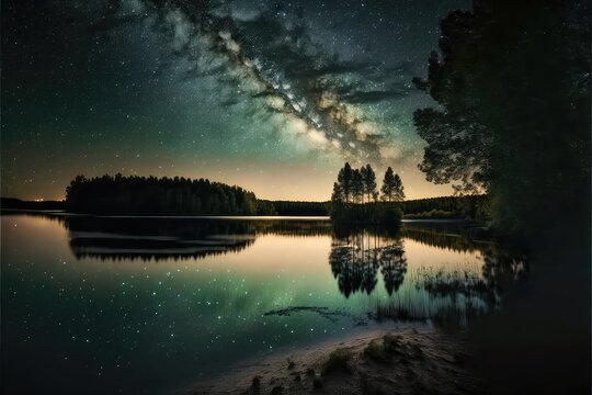 Long exposure stars with Forest Lake © Luise