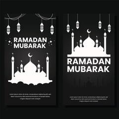 ramadan vertical banner illustration in flat design