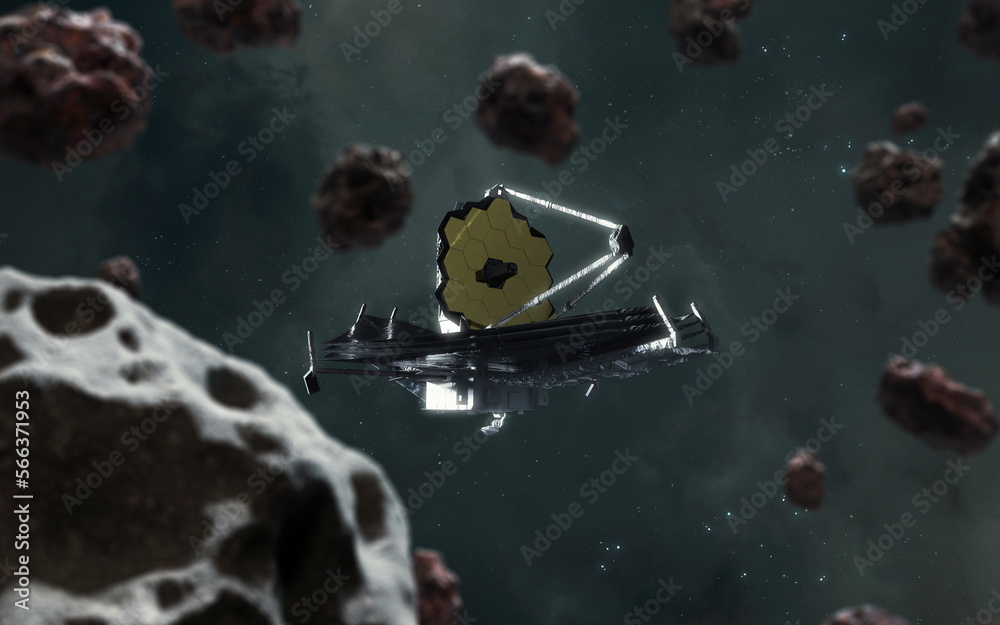 Canvas Prints 3d illustration of webb telescope explores deep space. jwst launch art. elements of image provided b