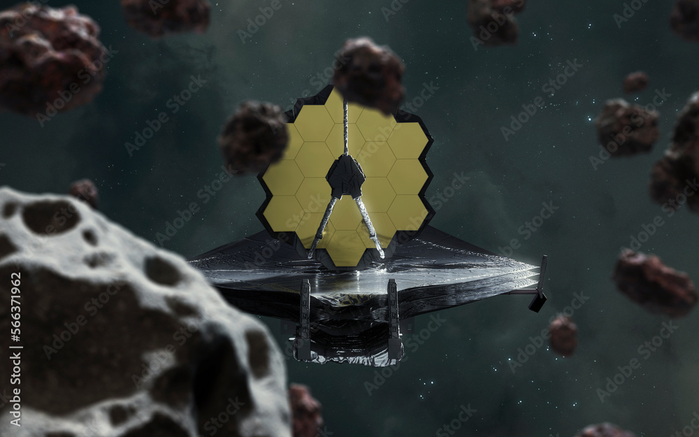 Canvas Prints 3d illustration of webb telescope explores deep space. jwst launch art. elements of image provided b