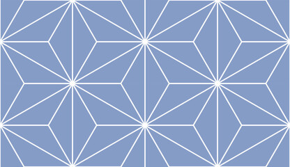 Seamless Geometric Triangles and Stars Blue Pattern.