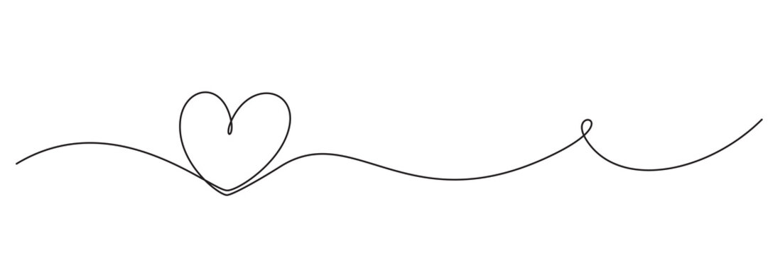 Heart line, scribble drawing ribbon, vector doodle sketch. Love, Wedding and Valentine hand drawn heart in scribble line on white background