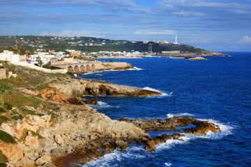 Panoramic view of Santa Maria di Leuca, Marina di Leuca and Punta Ristola, Apulia, Italy