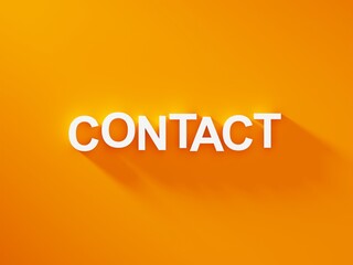 Contact page header white text word on orange background with soft shadow, web page banner	