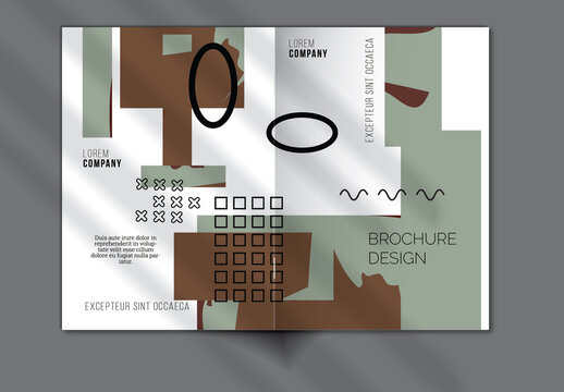 Brochure Cover Layout Geometric Shapes and Abstract Bright Rectangles on White