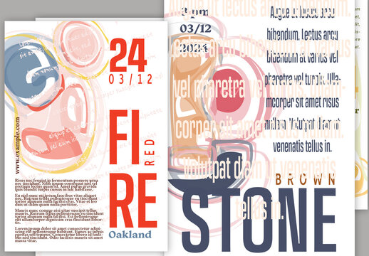 A4 Flyer Art Event Layout with Abstract Watery Shape and Typography Overlay